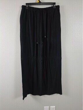 Womens Black Flowy Pant Size Large with Drawstring and Pockets New Without Tags